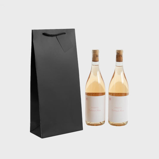 2 Bottle Paper Gift Bag Black